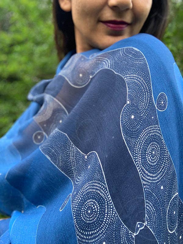 LOVELEEN®️ - Wholesale Scarf - Women's - 'Shining star of the Infinite galaxy' scarf (night sky)4