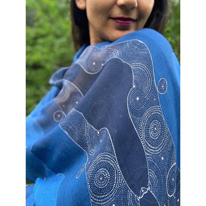 LOVELEEN®️ - Wholesale Scarf - Women's - 'Shining star of the Infinite galaxy' scarf (night sky)4