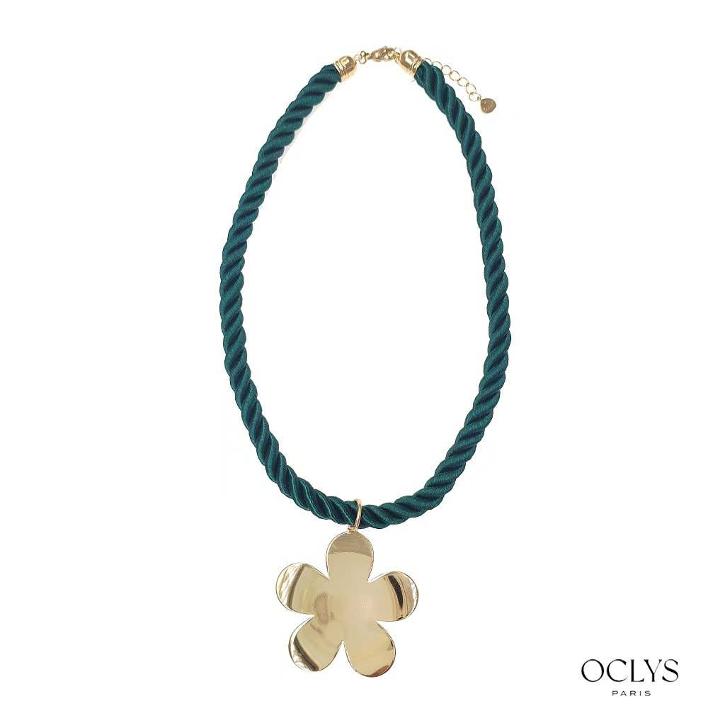 Oclys – Großhandel Kette mit Anhänger/Charm – Buntes Band Halskette Blume Edelstahl Inna5