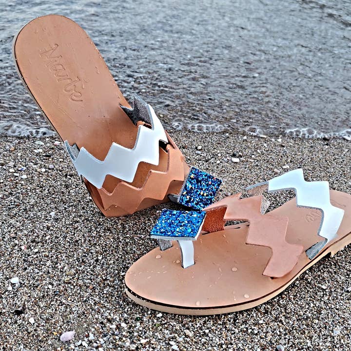 Handgefertigte Ledersandale: Blau für den Großhandel von Marbe Sandals