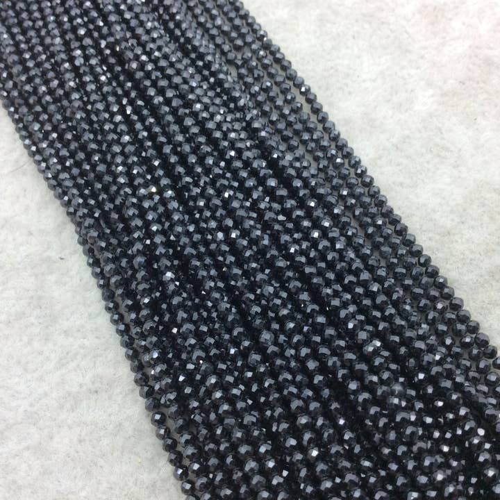 Faceted Round Shaped Black Spinel Beads - 2mm for wholesale by Only Beads