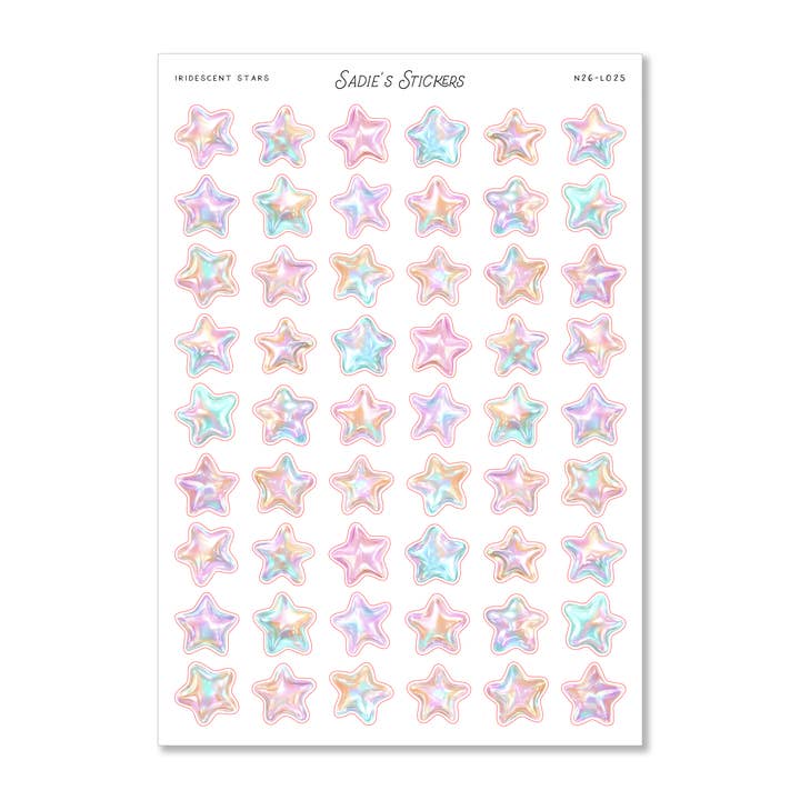Iridescent Stars • Trinkets & Tidbits Sticker Sheet for wholesale by Sadie's Stickers