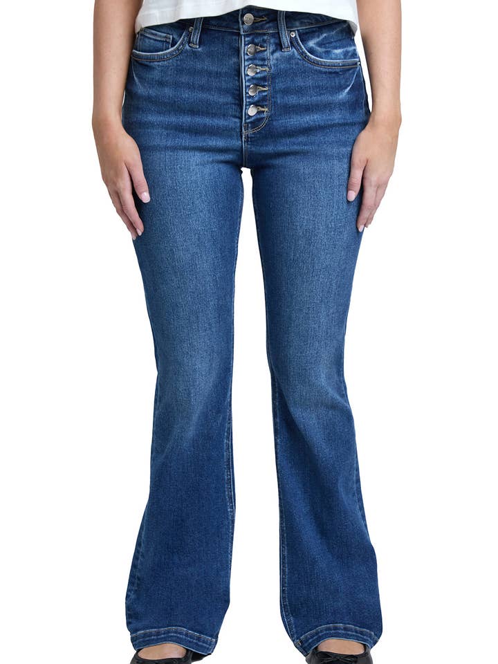 Mia High Rise Exposed Button Bootcut Jeans for wholesale by RFM