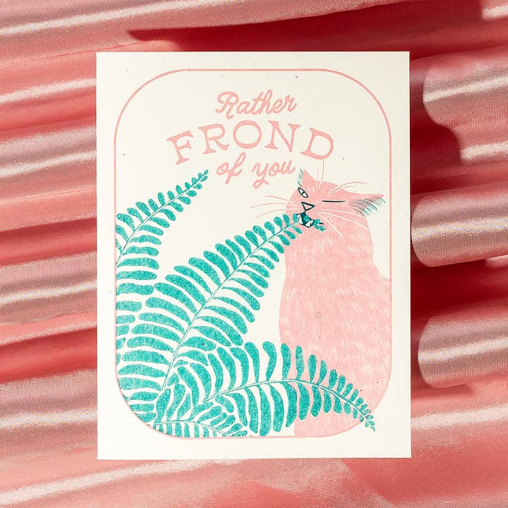 Bromstad Printing Co. – Großhandel Grußkarten für den Alltag – Rather Frond of You – Risograph-Grußkarte