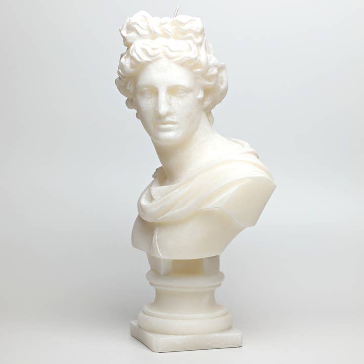 Agora Home DECO – Engroshandel Gavelys – Hvid Apollo Xl Græsk Hovedlys - Romersk Buste Figur
