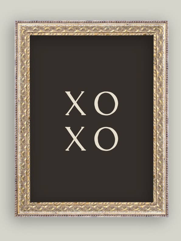 XOXO Black Back Framed Antique Art for wholesale by Petal Lane Home