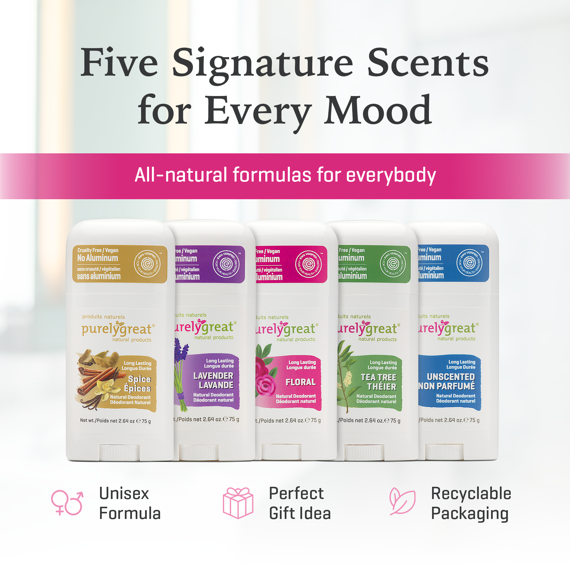 Purelygreat Natural Deodorants - Wholesale Deodorant - Unisex - Purelygreat Stick Deodorant - Floral9