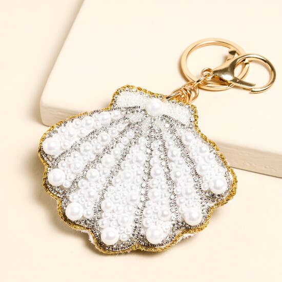 Pearl Beaded Shell Keyring/bag charm for wholesale by Lisa Angel