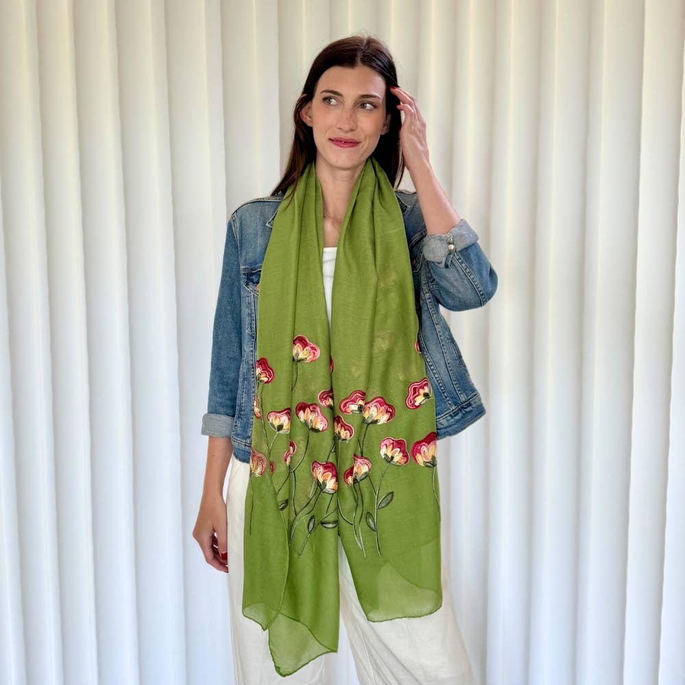 Humble Hilo – Engroshandel Tørklæde - Dame – Humble Hilo Broderet tørklæde/sjal med blomster66