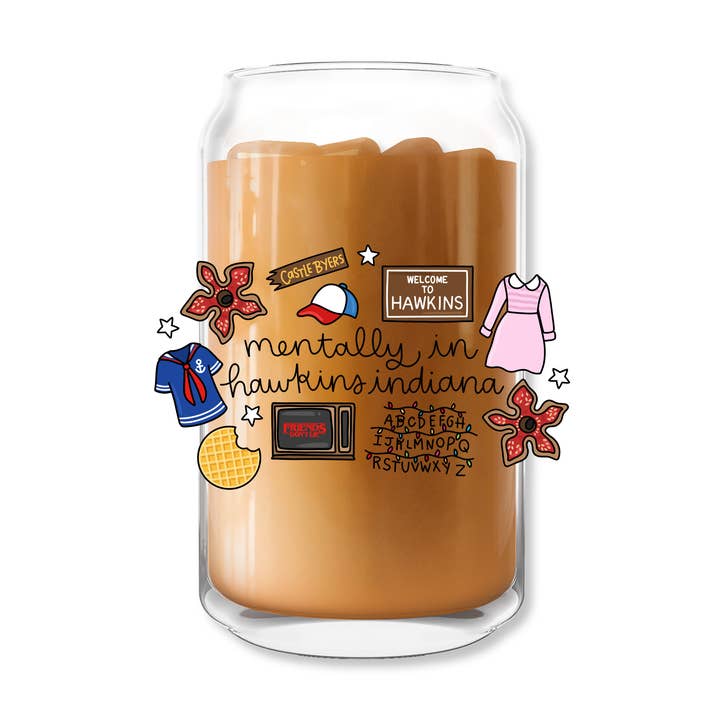 Mærkelige Ting 18,5oz Glas Kop Bambuslåg & Glas Sugerør (Kopi) for engroshandel hos The Sunday Disco