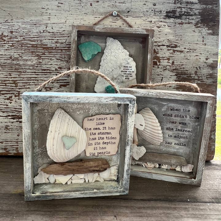 UnfiniSHEd - Wholesale Sign - Sailboat Shell Art, Beach Sign,Choose saying