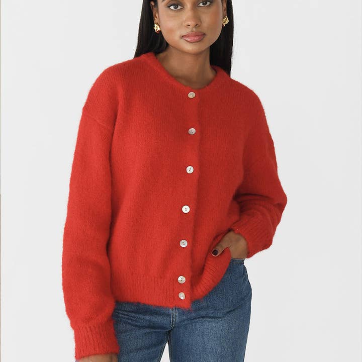 Suhkasana - Wholesale Cardigan - Women's - Soft Wool Blend Knit Cardigan Women Button Front Sweater5