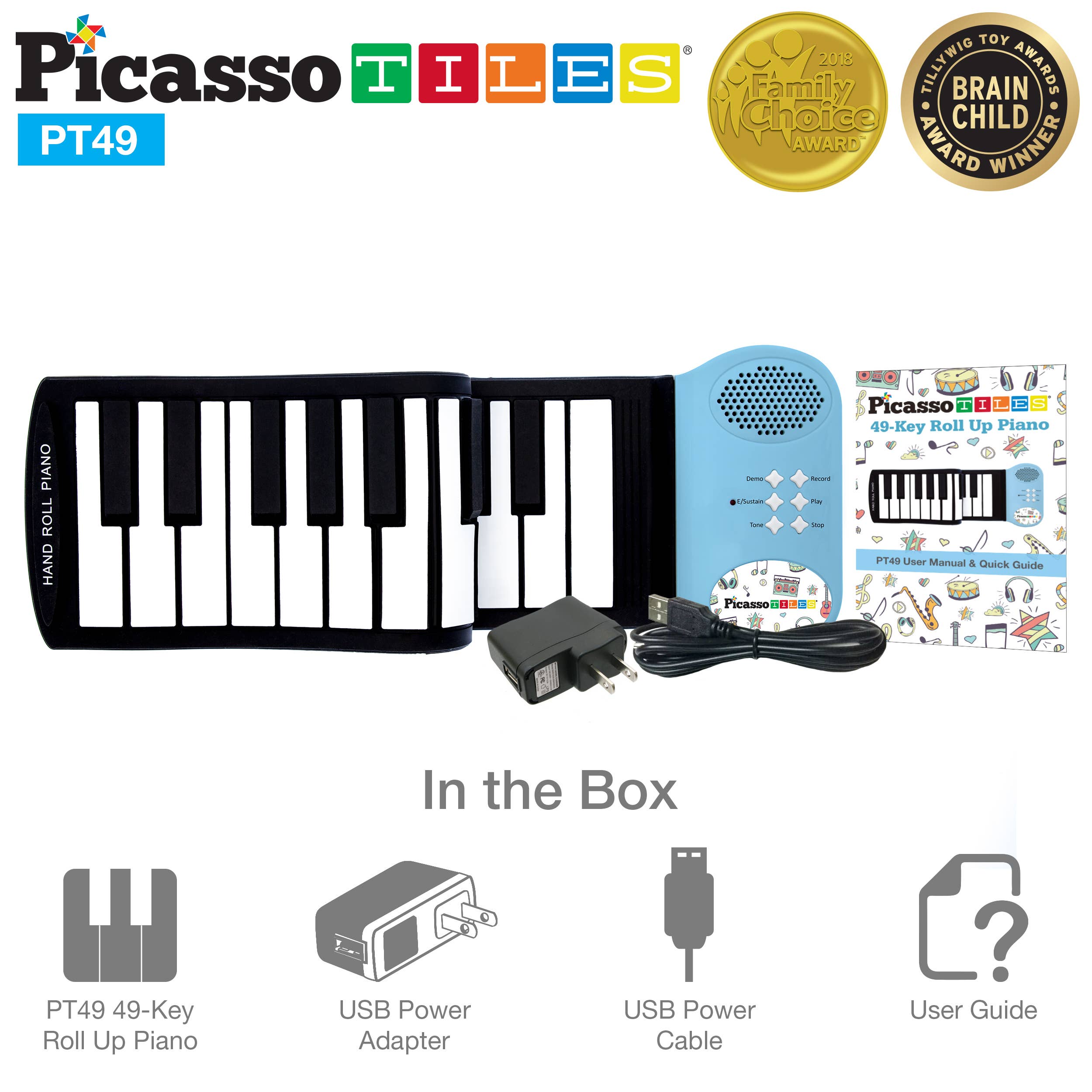 PicassoTiles - Wholesale Musical Toy - Kids & Baby - PicassoTiles Flexible Roll-Up Piano Keyboard6