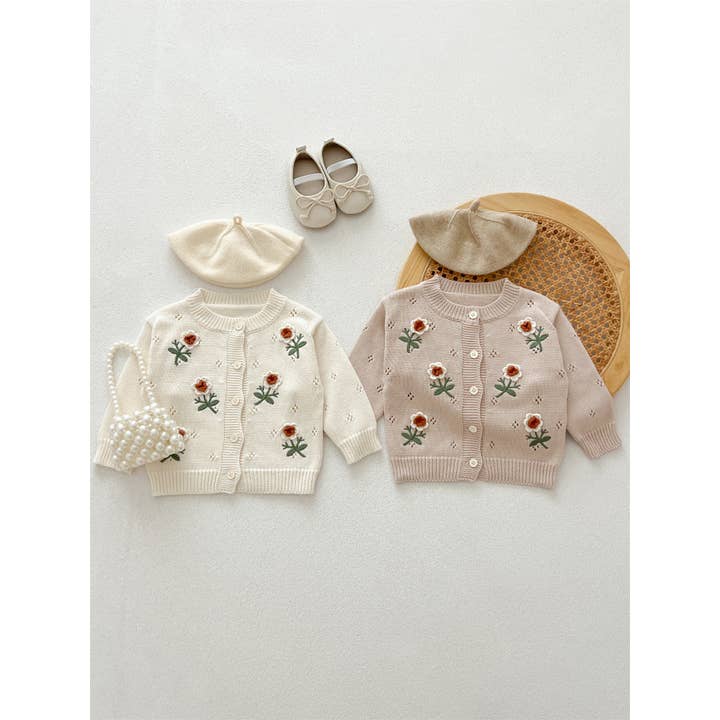 Baby Girls Comfortable Flowers Embroiedery Knitted Long Sleeves Cardigan for wholesale by MyKids-USA®