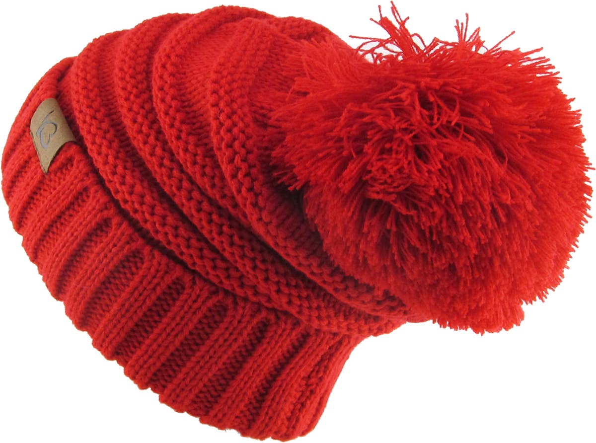 KBETHOS – Großhandel Beanie – Damen – Chunk Pom Pom Grobstrick-Mütze mit Zopfmuster und Rippenstrick22