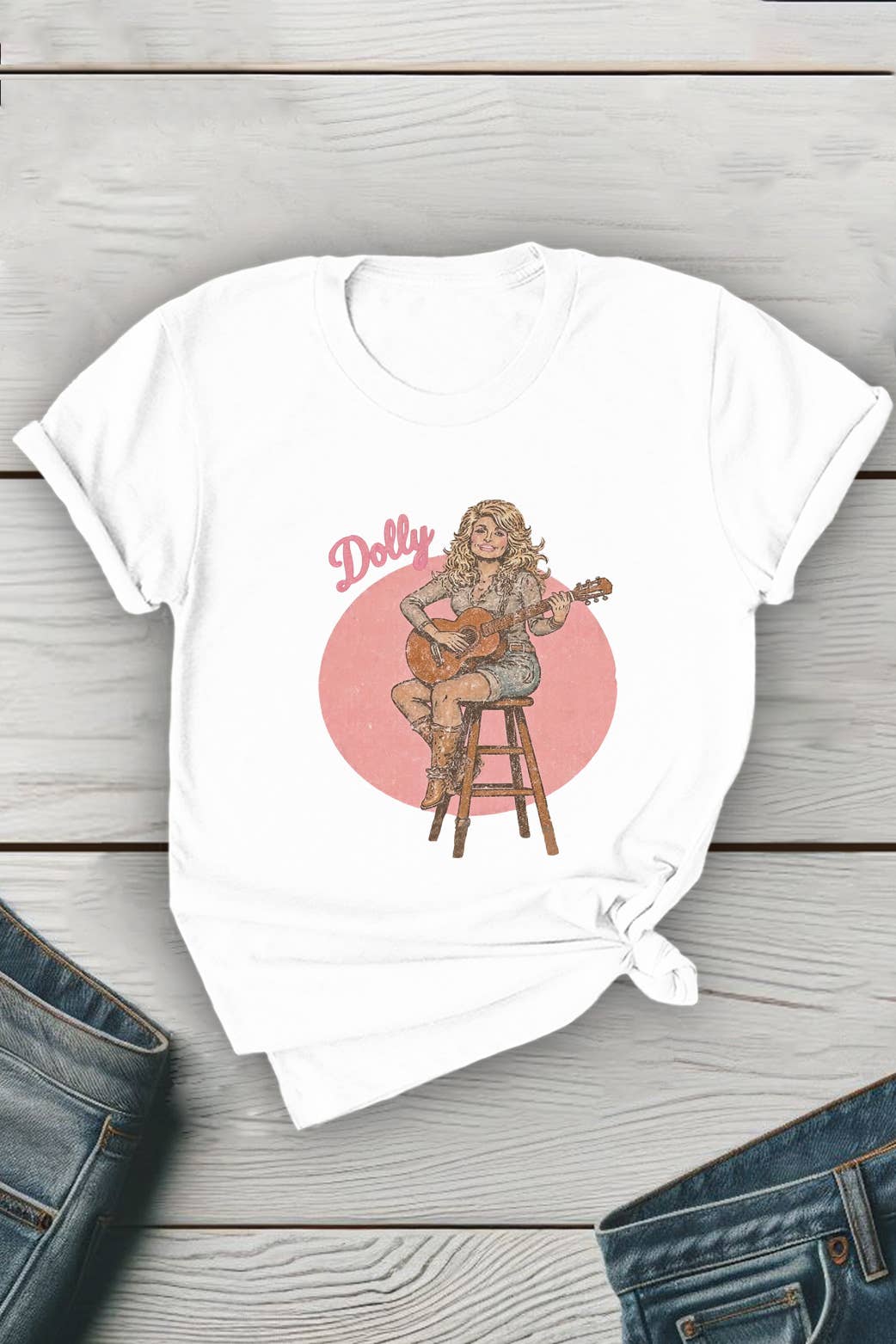 Top Avenue – wholesale Grafisk T-shirt - Unisex – Dolly-inspirerad country unisex t-shirt med rund hals0