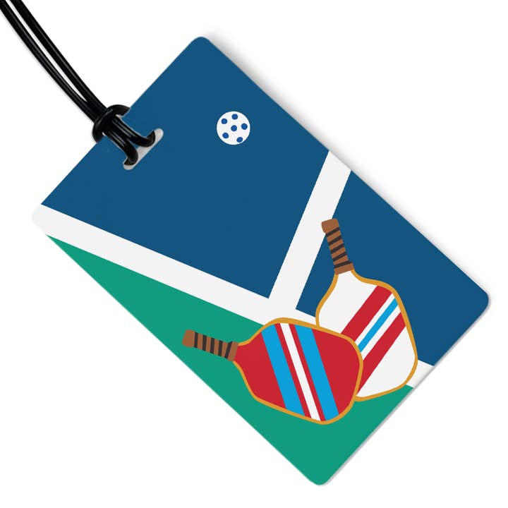 R. Nichols Stationery & Gifts - Wholesale Luggage Tag - Pickleball Court Luggage Tag w/ Black Strap