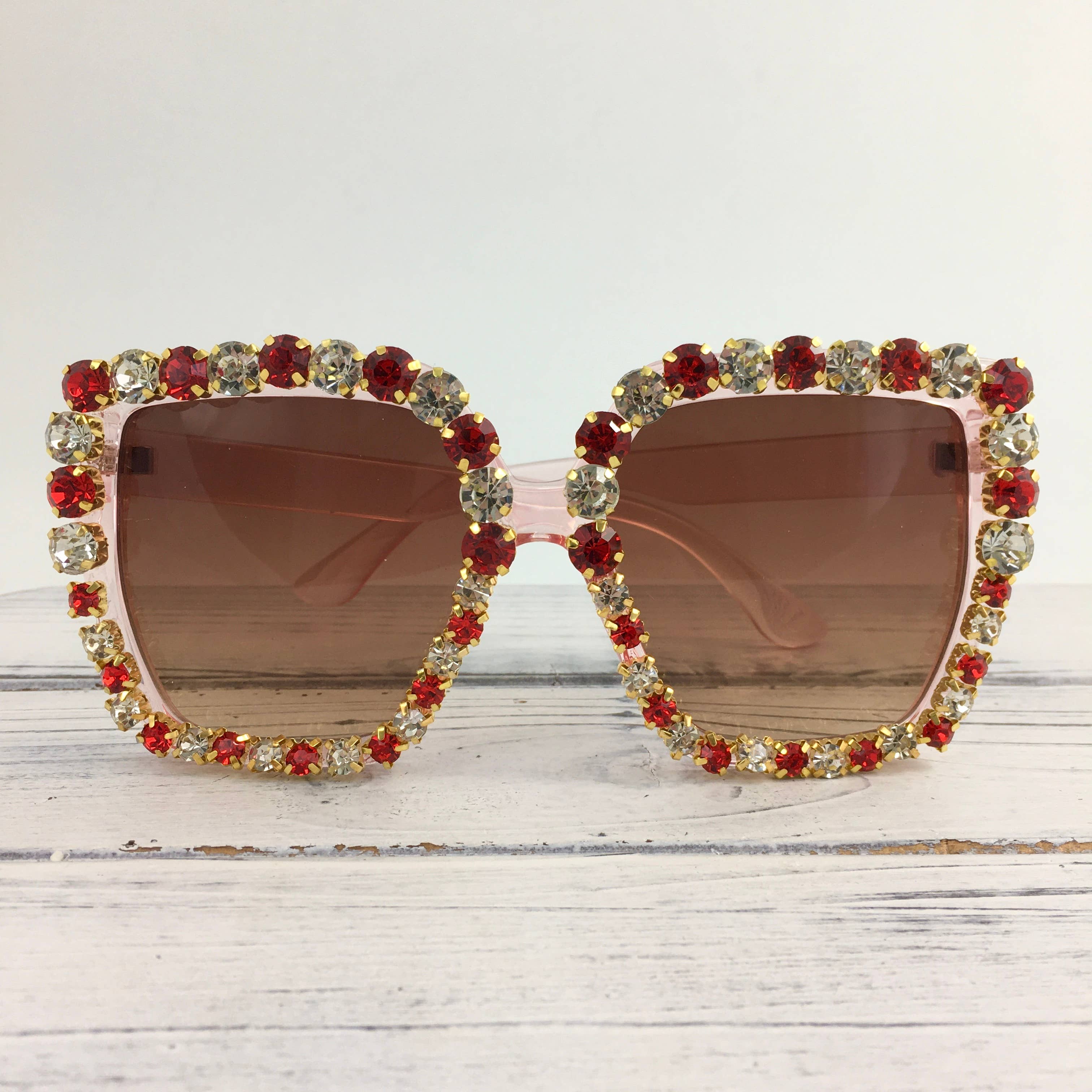 SongLily - Wholesale Sunglasses - Women's - Red and white stone sunglasses1