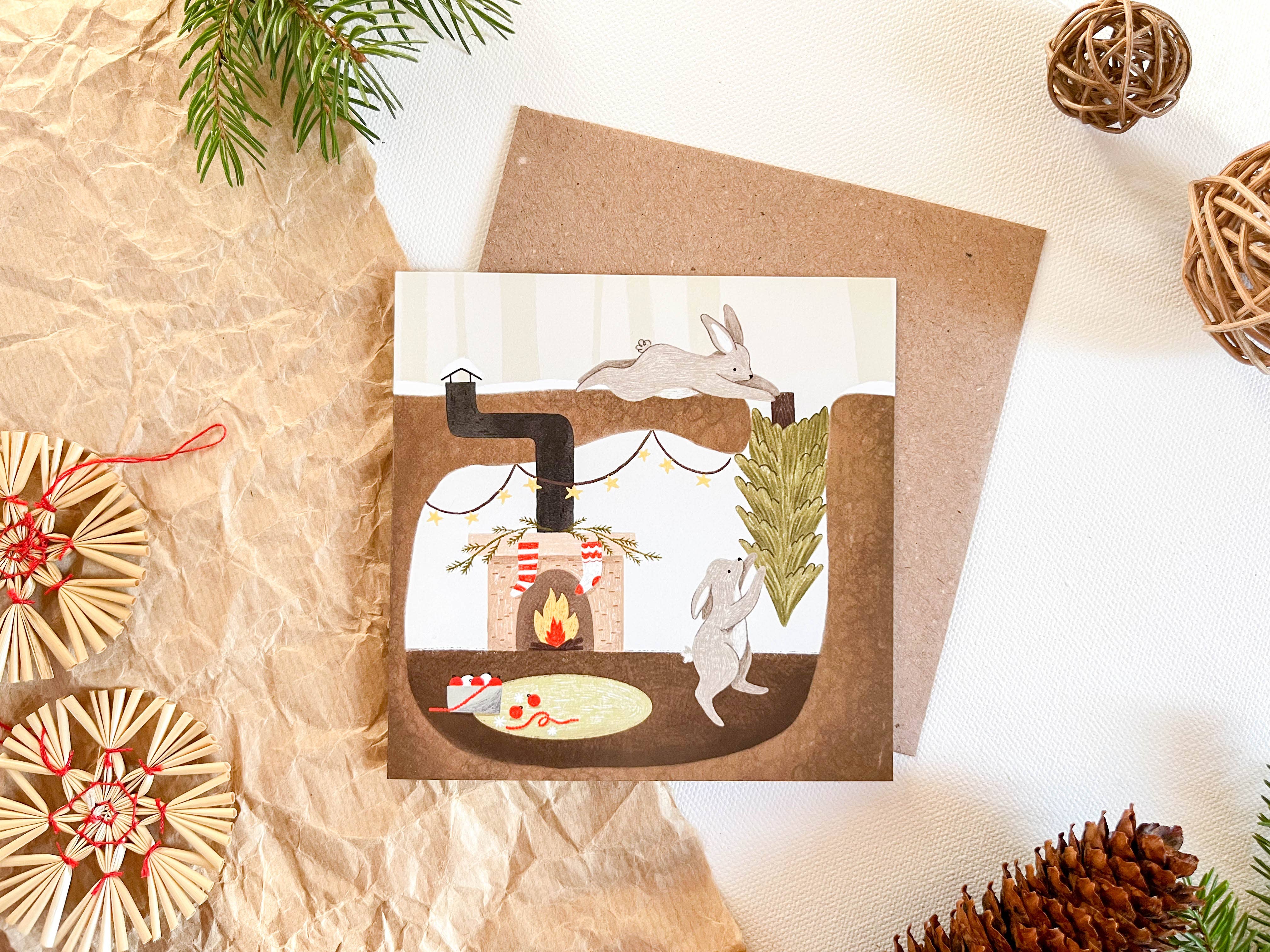 annalunakdraws - Wholesale Christmas Card - Grußkarte - Hasenweihnachten