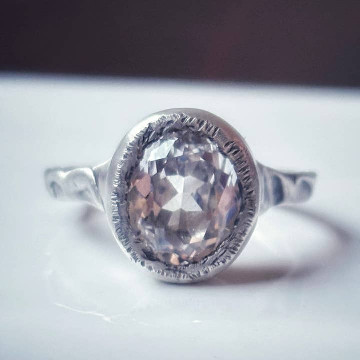 Sterling Silver White Sapphire Eclipse Ring for wholesale by fortenna
