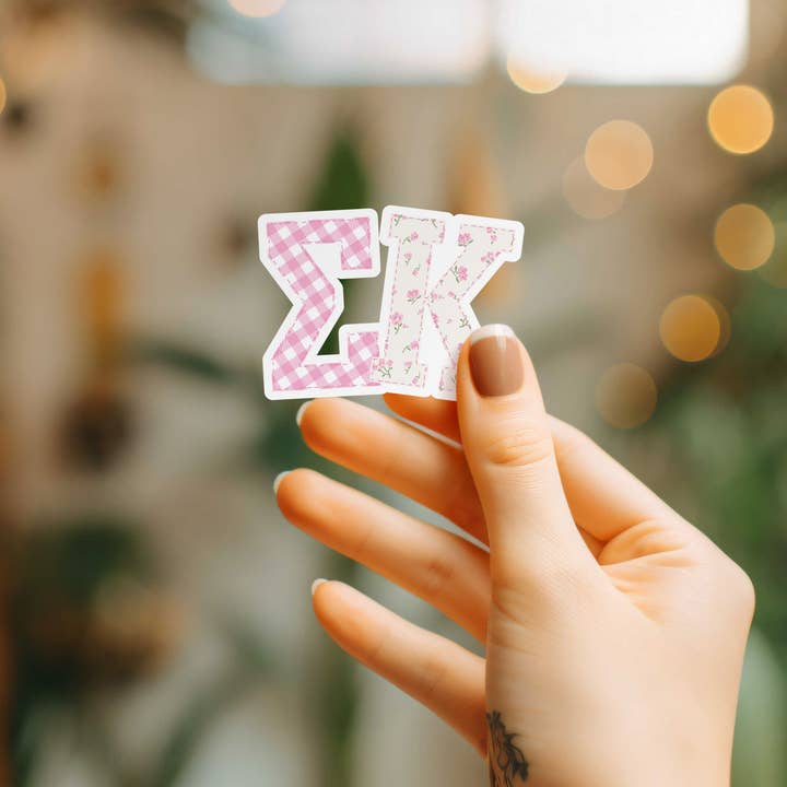 Aspen and Lark - Wholesale Sticker - Sigma Kappa - Large Pink Patchwork Sticker2