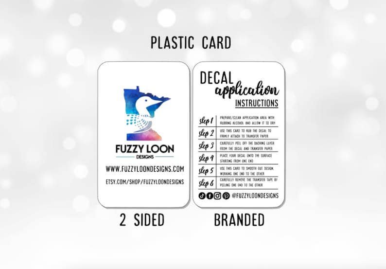 Fuzzy Loon Designs - Wholesale Decal - Party Decorations - Decal Application Cards6