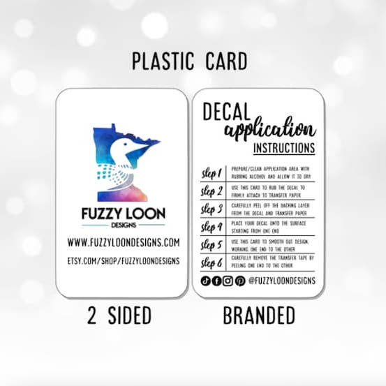 Fuzzy Loon Designs - Wholesale Decal - Party Decorations - Decal Application Cards6