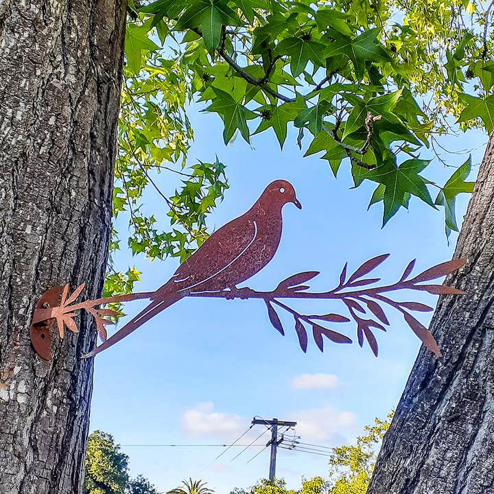Rust Dove on Branch Garden Art for wholesale by California Home & Garden