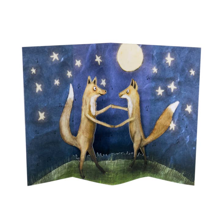 Fox Dance Pop Up Card for wholesale by Amelia Kieras Paper Arts