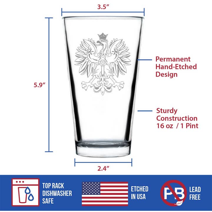 bevvee - Wholesale Beer Glass/Mug - Polish Eagle Pint Glass for Beer - Poland Gifts and Decor4