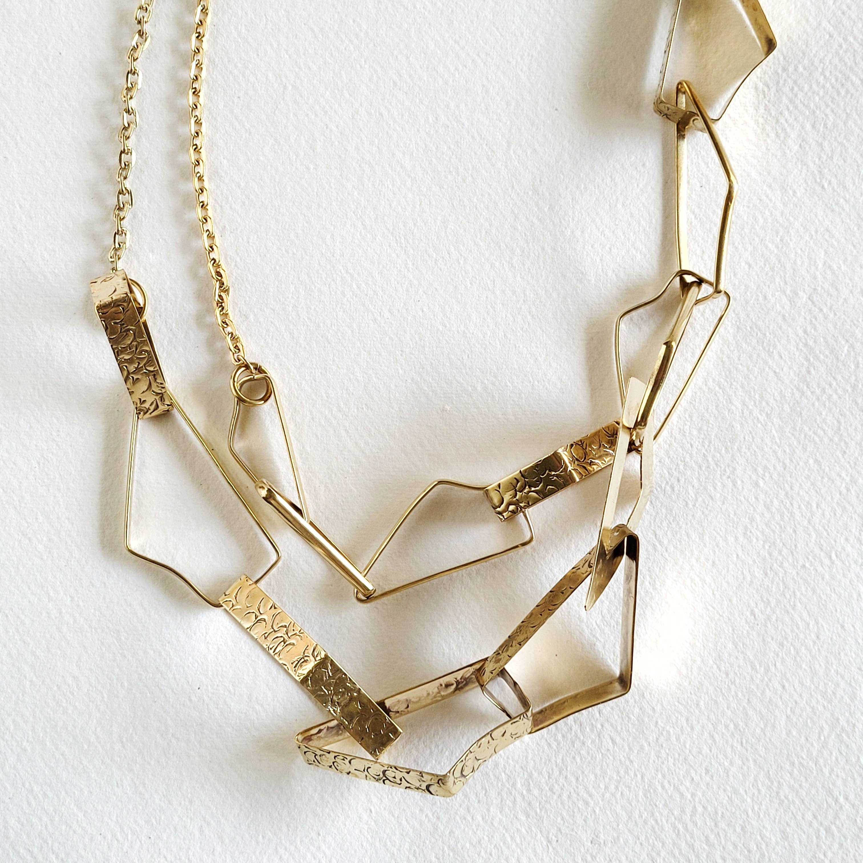 Bisjoux - Wholesale Link & Chain Necklace - Brass Chain link necklace geometric abstract handmade 11