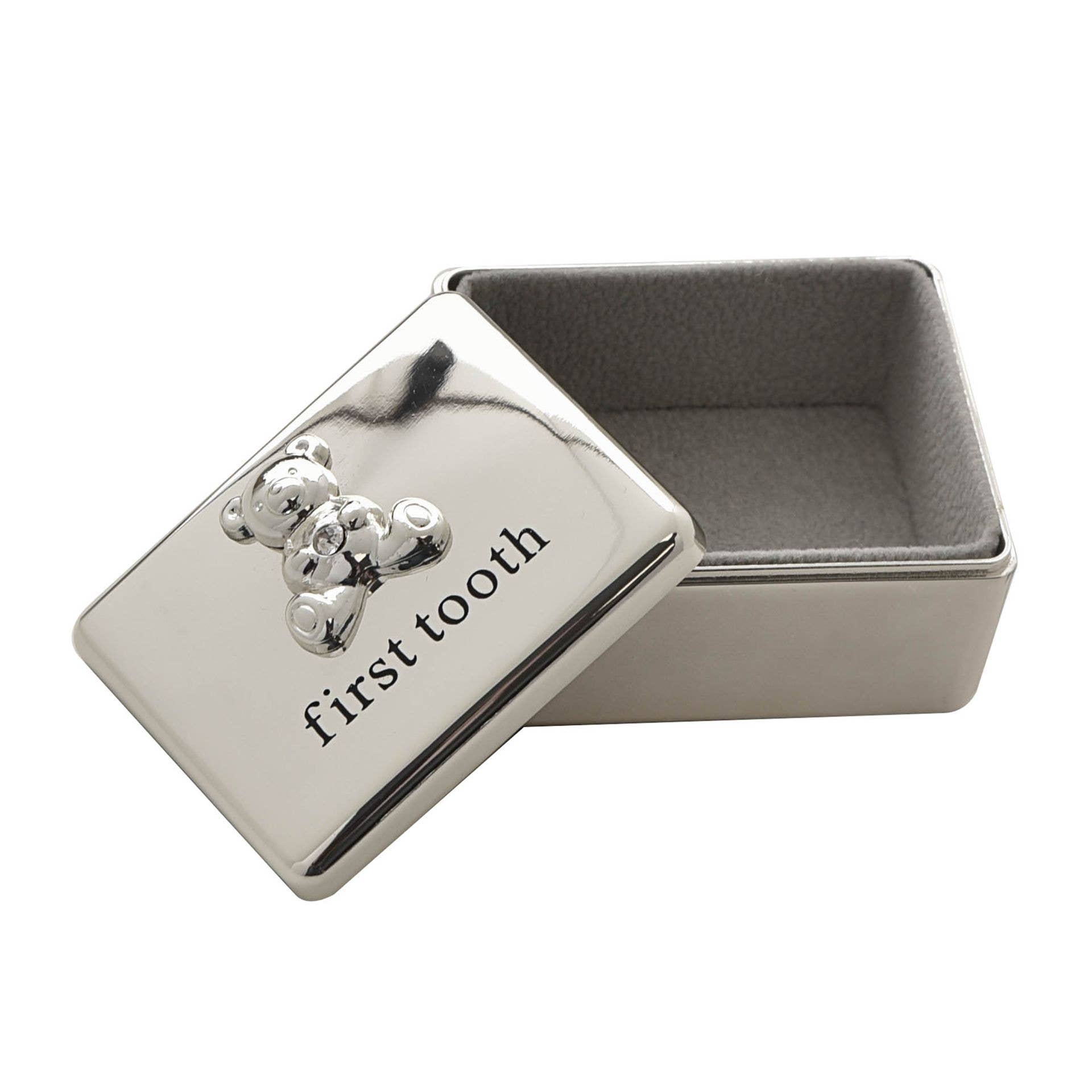 WIDDOP and Co. - Wholesale Tooth Holder - Kids - Bambino Silver Plated First Tooth Box with Teddy Icon2