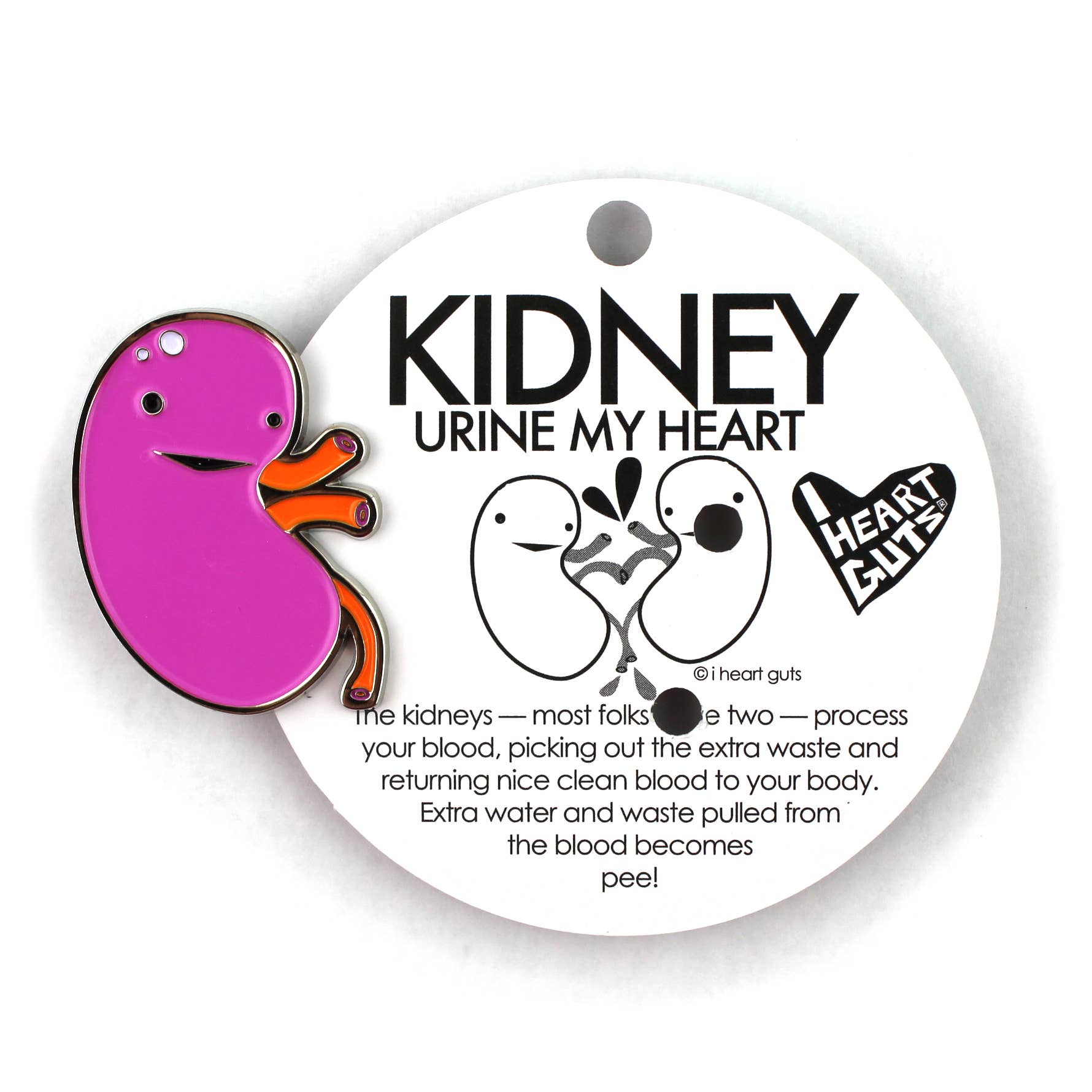 I Heart Guts | Organ Plushies Wholesale - Wholesale Lapel Pin/Button - Kidney Enamel Lapel Pin - When Urine Love4