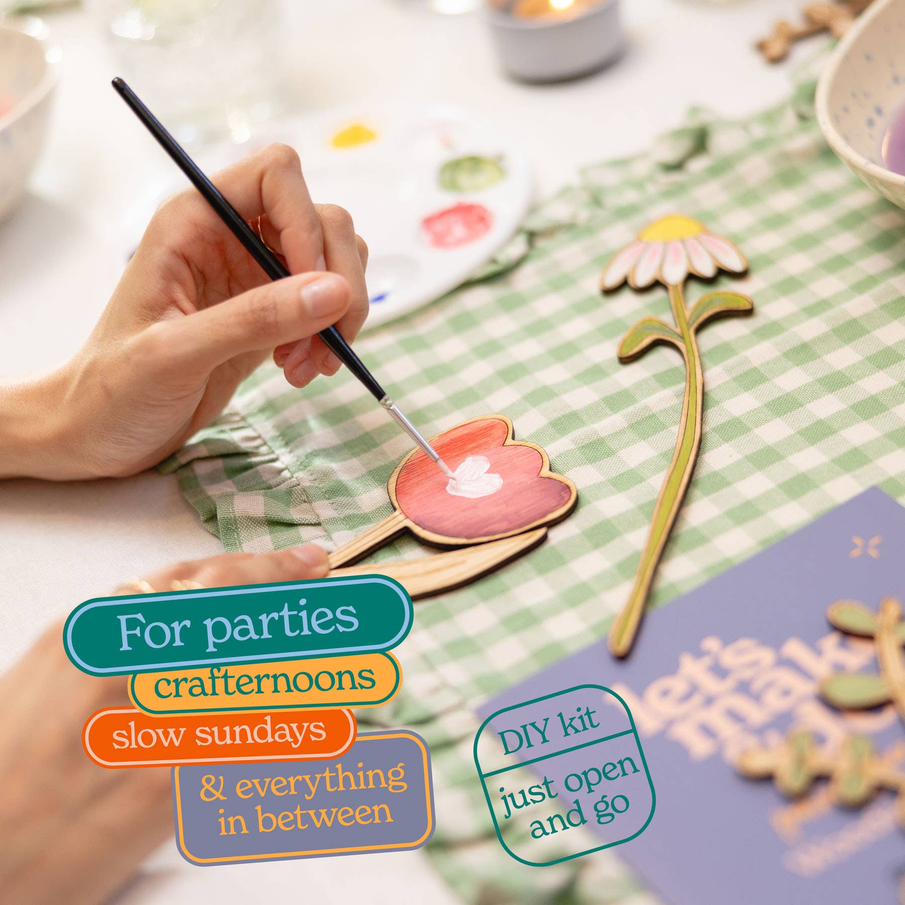 Let's Make & Do – wholesale DIY craft kit – Paint Your Own Wooden Flowers Kit3