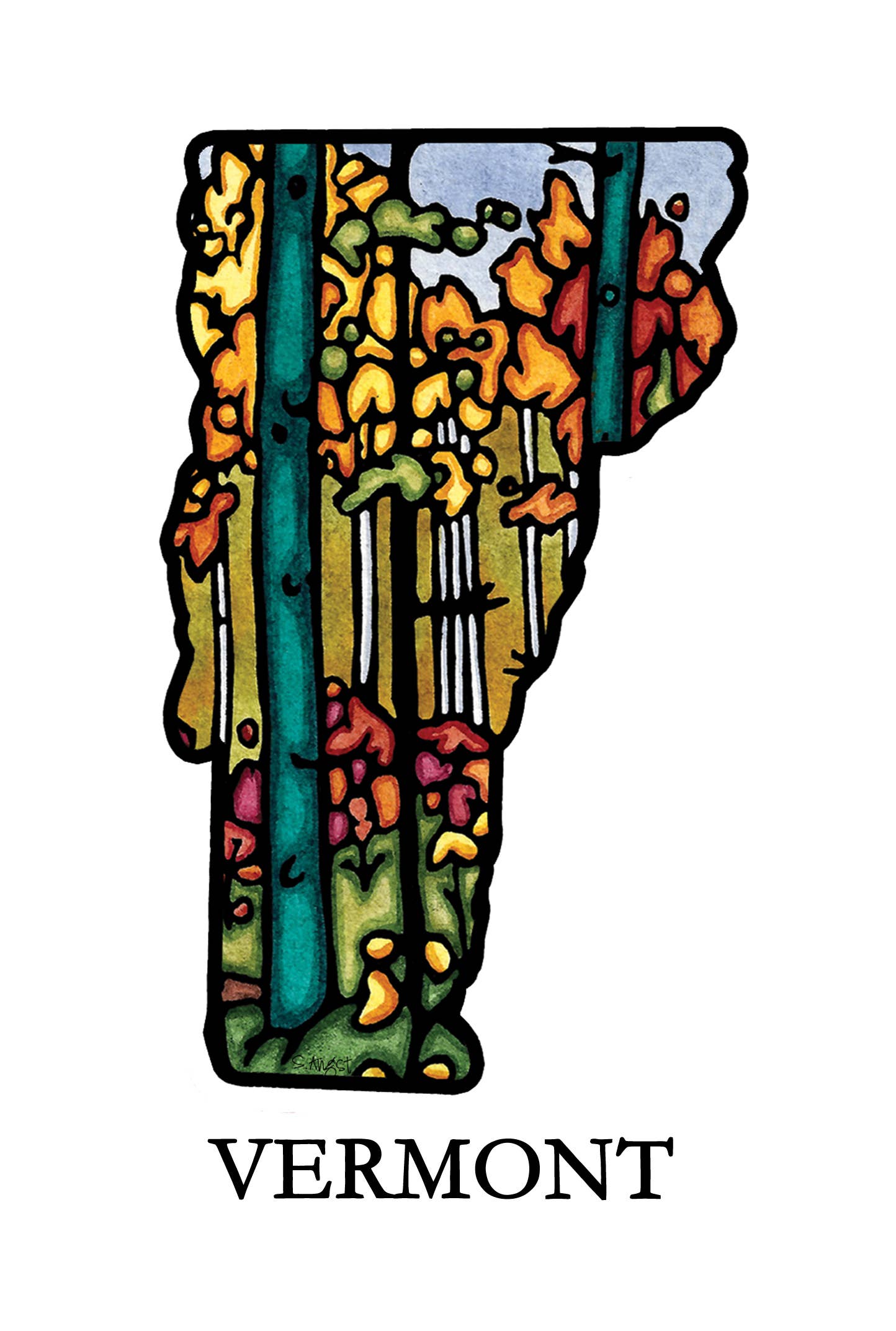 Sarah Angst Art - Wholesale Postcard - Custom Name Dropped State Postcards - Pack of 10024