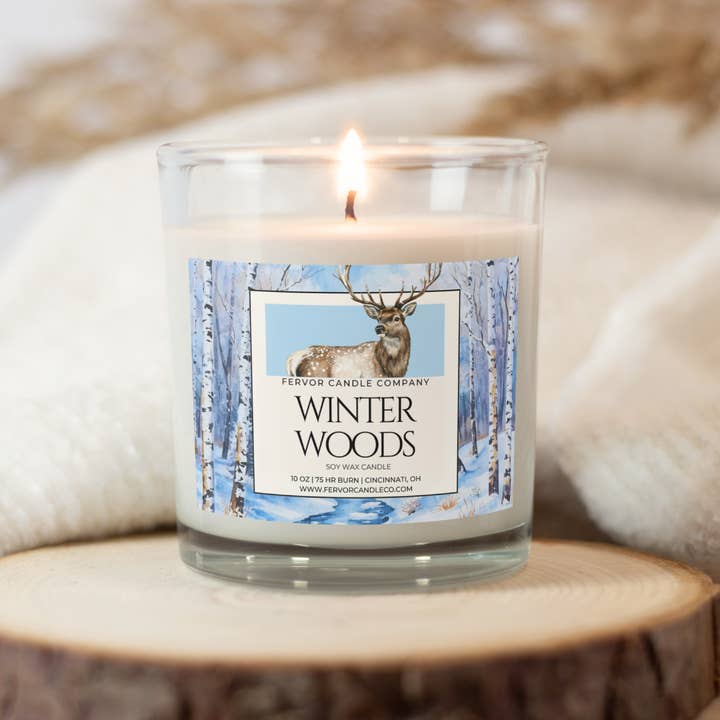 Winter Woods Soy Wax Narnia Fantasy Inspired Bookish Candle for wholesale by Fervor Candle Company