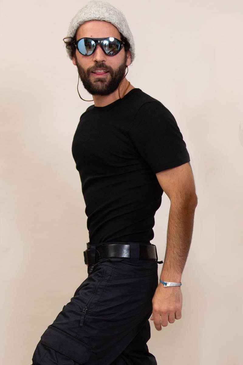 Madiva – T-shirt – Homem por atacado – Suéter masculino Alghero de lã Merino e seda com mangas até o cotovelo3