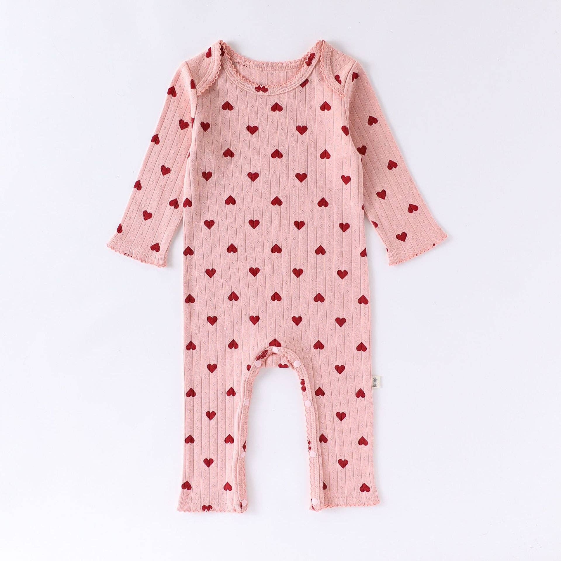 Little Trendy - Wholesale Jumpsuit - Baby - Baby pure cotton heart bow printed jumpsuit romper1
