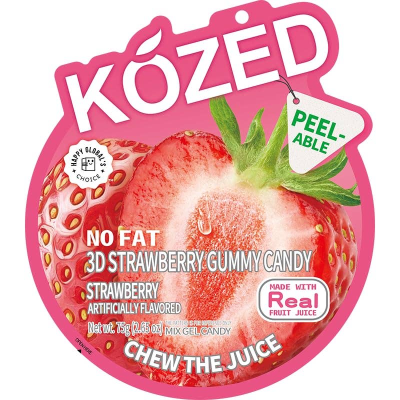 Long Island Candy Factory – wholesale Gelégodis – KOZED 3D Jordgubbssaftfyllda Skalborttagbara Godis 75 g Påse0