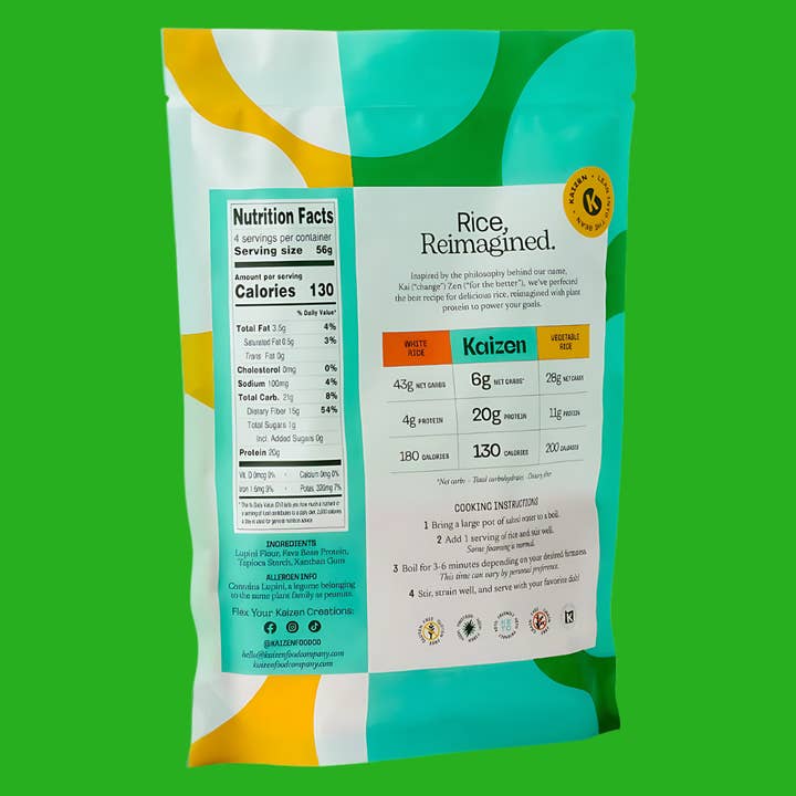 Kaizen Food Company - Vendita all'ingrosso Riso - Riso 6g Net Carb High Protein - Senza glutine, a basso contenuto di carboidrati