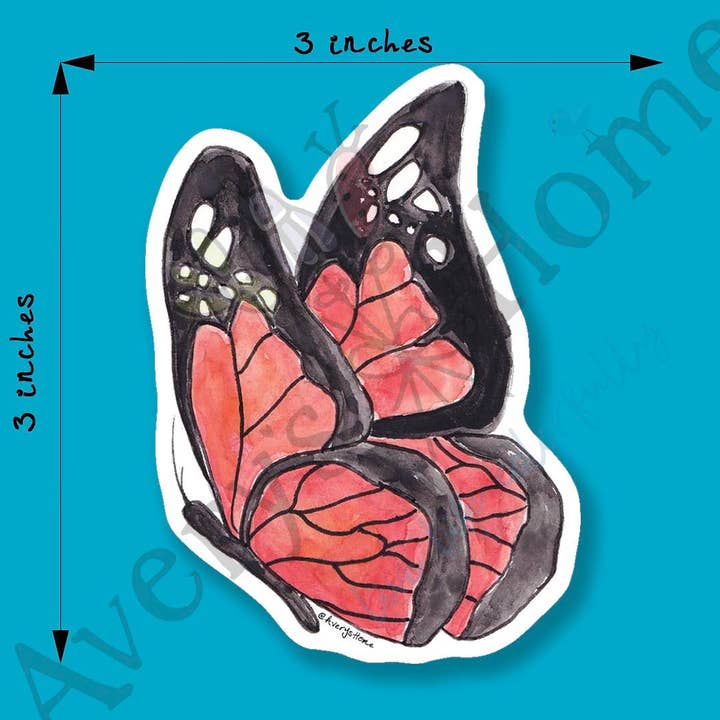 Queen Butterfly Watercolor Art 3" Vinyl Die-Cut Sticker for wholesale by Avery's Home