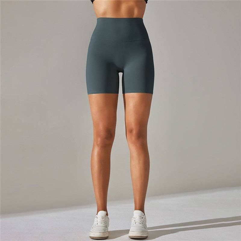 FurDecoration - Wholesale Athletic Shorts - Women's - Solid Color High-Waisted Elastic Sport Shorts2