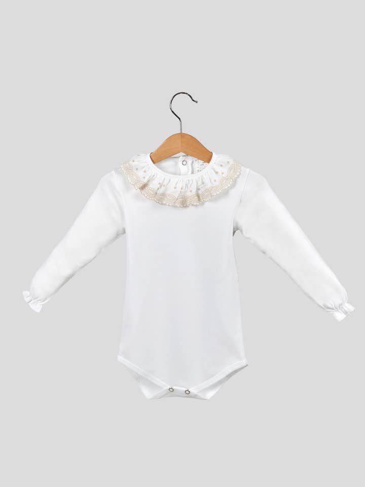 Amorim Gerações, LDA – Engroshandel Bodysuit - Baby – Bomuldsbroderet krave langærmet bodysuit T081