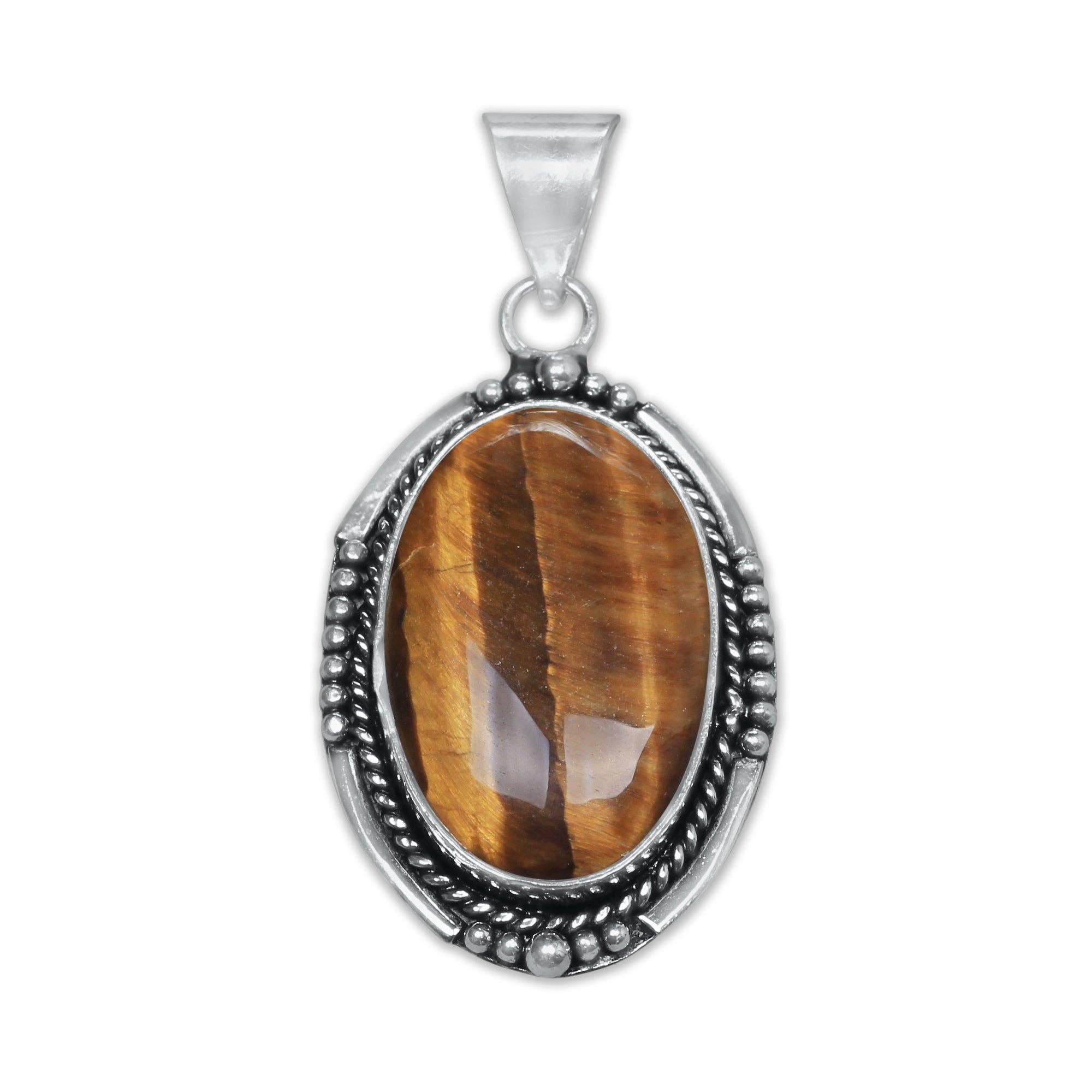 Handmade Jewels - Wholesale Individual Charm/Pendant - Tiger Eye Designer Pendants - Handmade, Silver-Plated, Assorted Designs/Sizes13