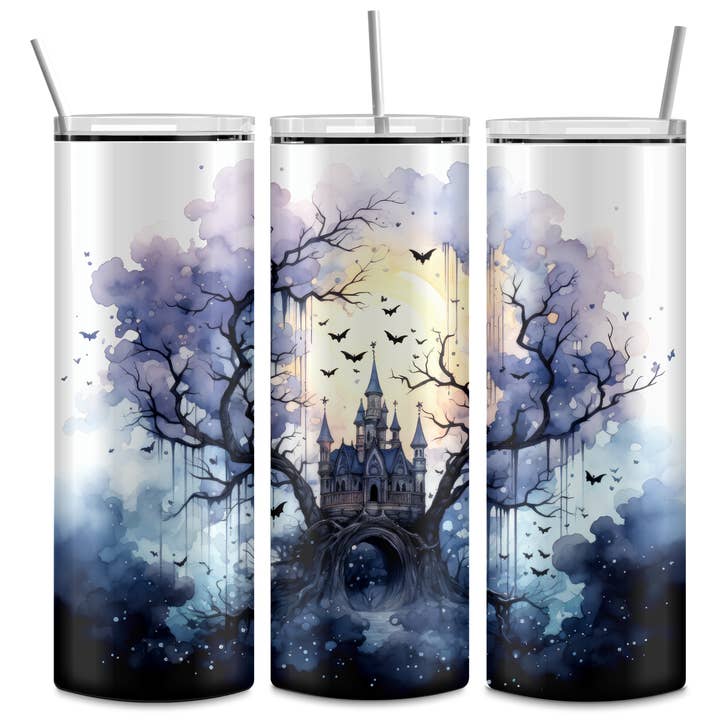 Halloween Pastel Haunted House Tumbler for wholesale by FloBama Girls Wholesale