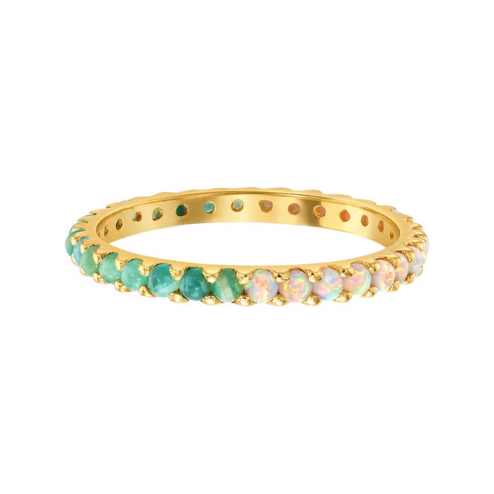La Kaiser - Wholesale Ring met meerdere stenen - Besluiteloze Eternity Band van Opal & Amazonite2