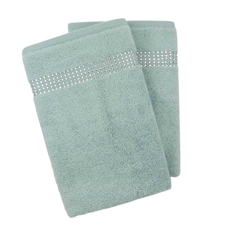 Sparkles Home – Großhandel Händehandtücher – Gestreiftes Strass-Handtuch (2er-Set)