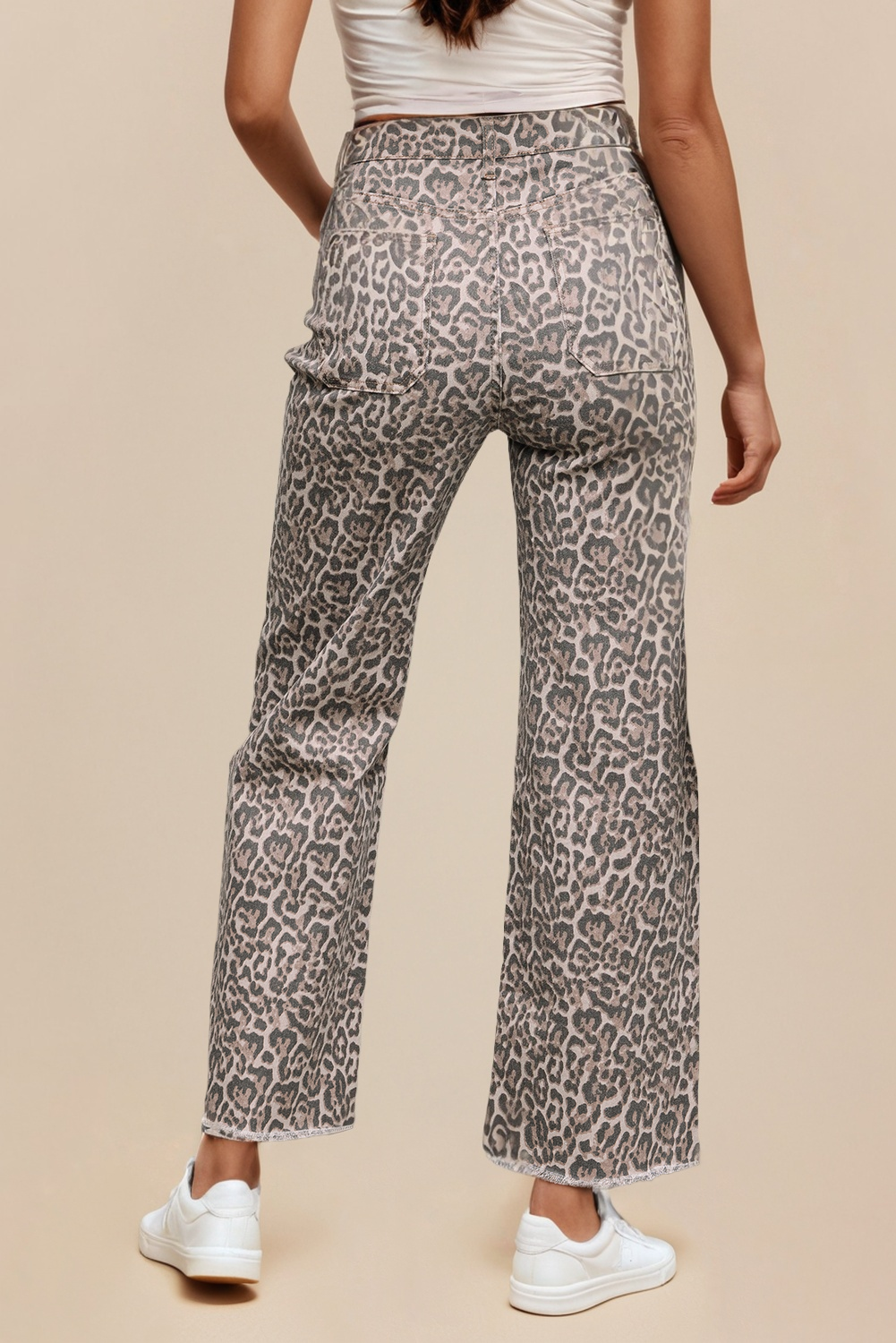 LA Society - Wholesale Jeans - Women's - LAS Leopard Frayed Edge Wide Leg High Waist Jeans (4-16)7