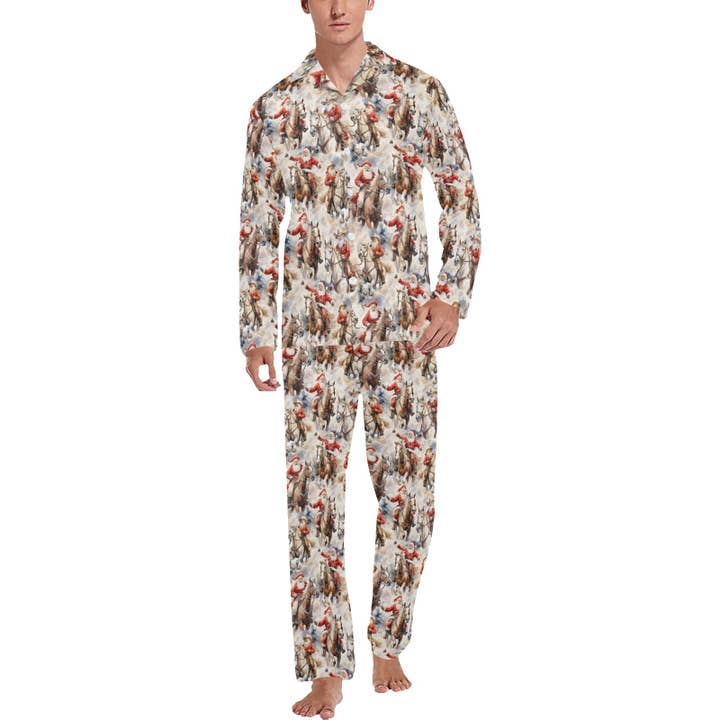 BAHA RANCH WESTERN WEAR - Wholesale Sleepwear Set - Men's - Western Santa Christmas Men's Pajamas0