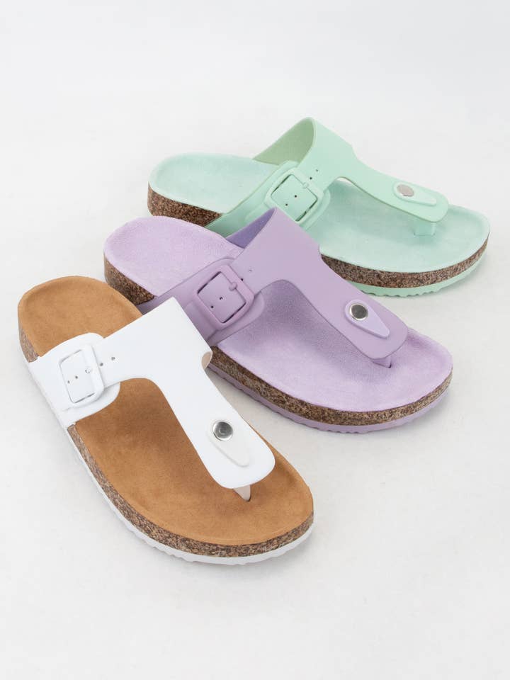 CCOCCI - Wholesale Sandals - Women's - AUDRINA T-SHAPE CUT OUT UPPER THONG STYLE SLIDE SANDAL